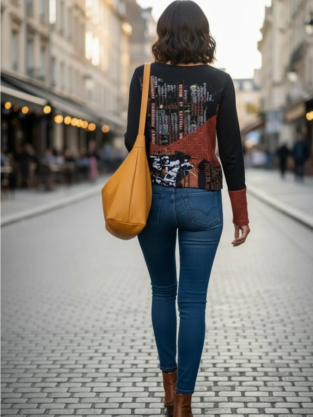 fresh fx Black Rust Artsy Collage Patch work Gothic Y2K Long Sleeve Top Sz L - Picture 7 of 7